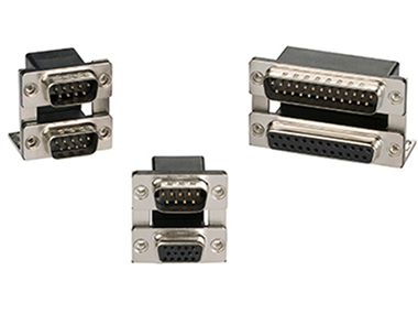 PCB mount dual-port D-sub connectors