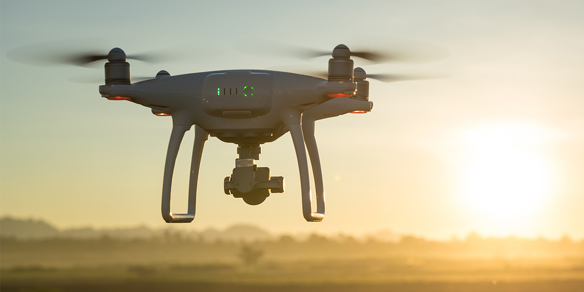 An unmanned aerial vehicle (UAV) in flight