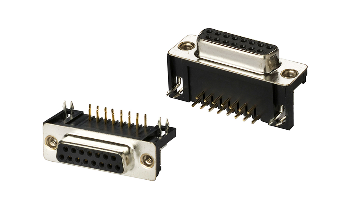 PCB Mount, Standard Density, Right-Angle D-Sub Connectors 10.2 mm Footprint