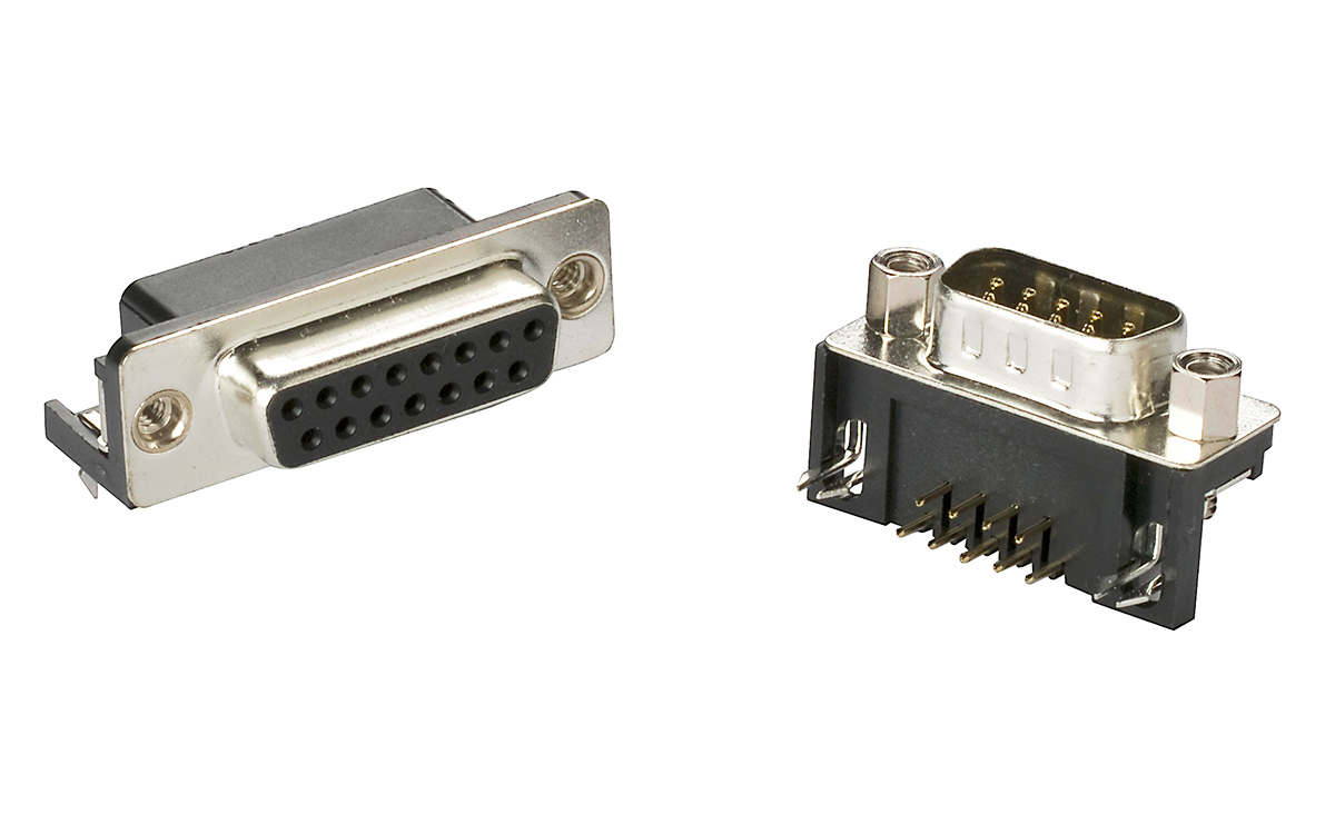 PCB Mount, Standard Density, Right-Angle D-Sub Connectors 8.08 mm Footprint