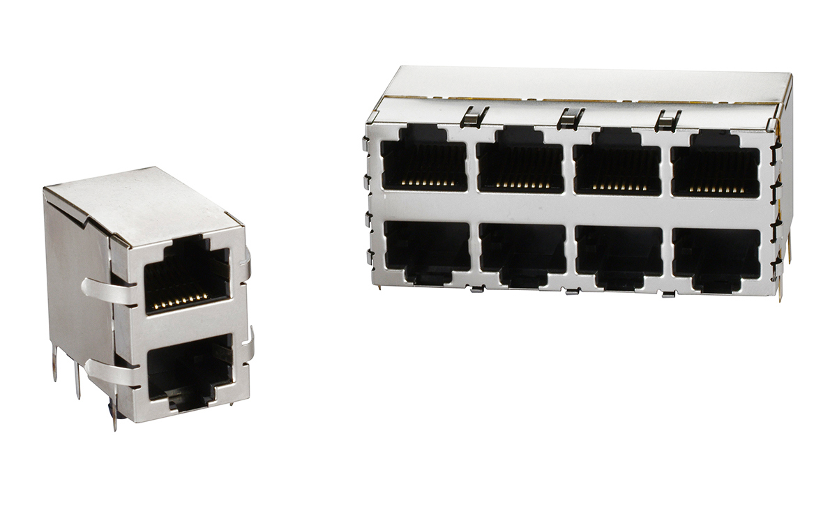 Multi-Port, Dual Row "Harmonica", Shielded RJ Connectors