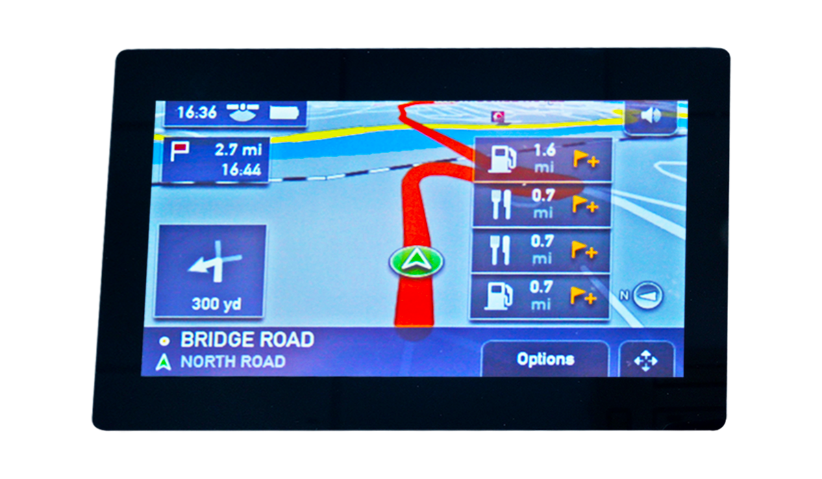 Capacitive touchscreen on sat nav device